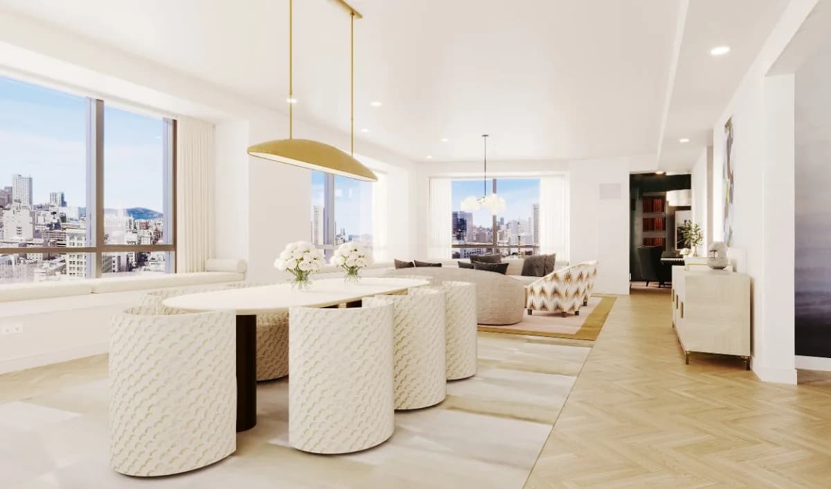 Four Seasons Private Residences San Francisco living and dining — Reverie3D
