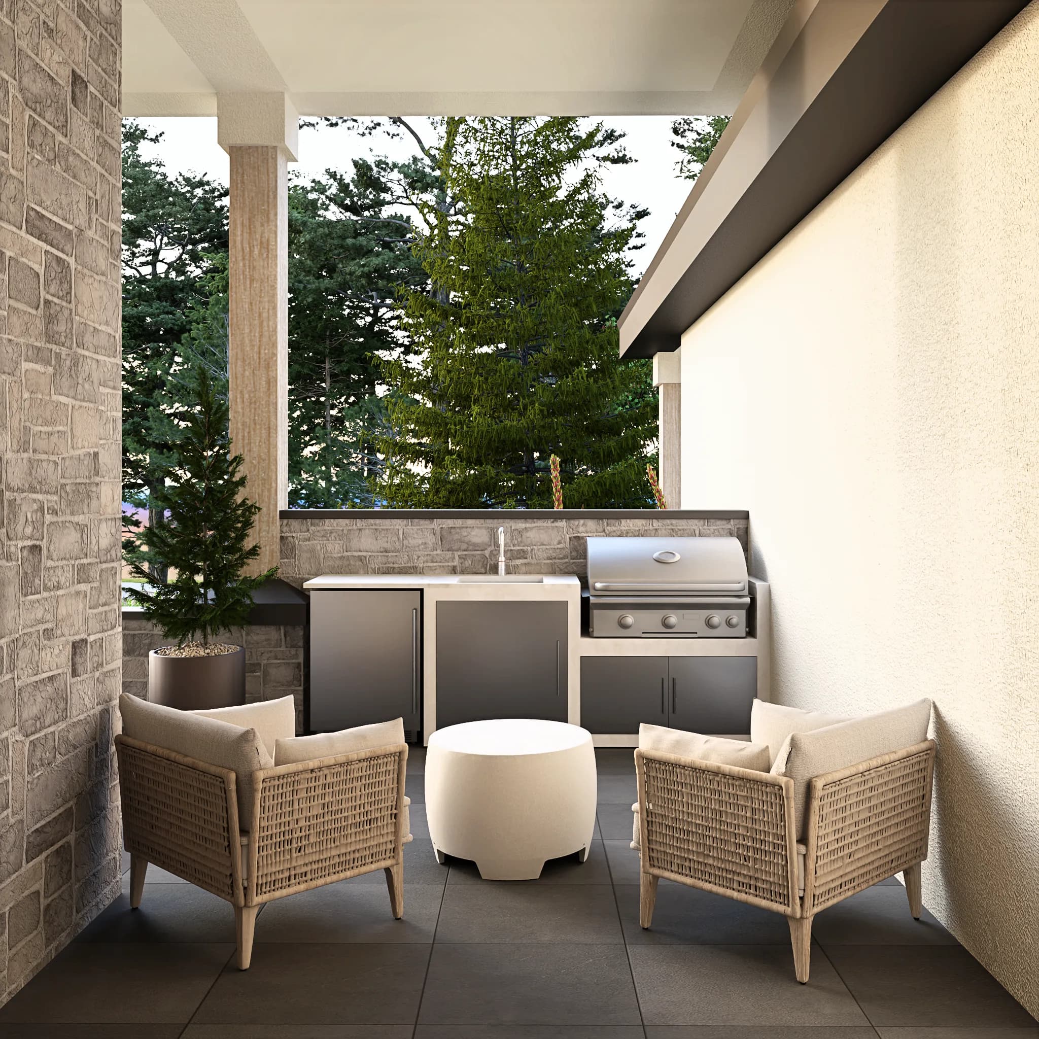 Montreux I Residence outdoor kitchen — Reverie3D, Reno