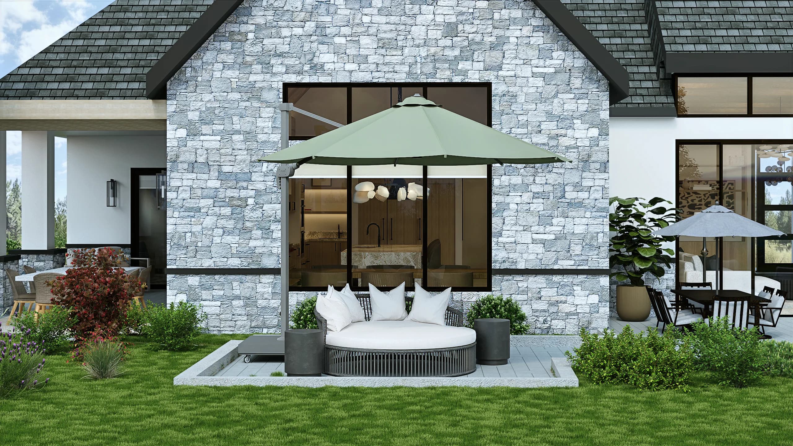 Montreux II Residence outdoor lounge — Reverie3D, Reno