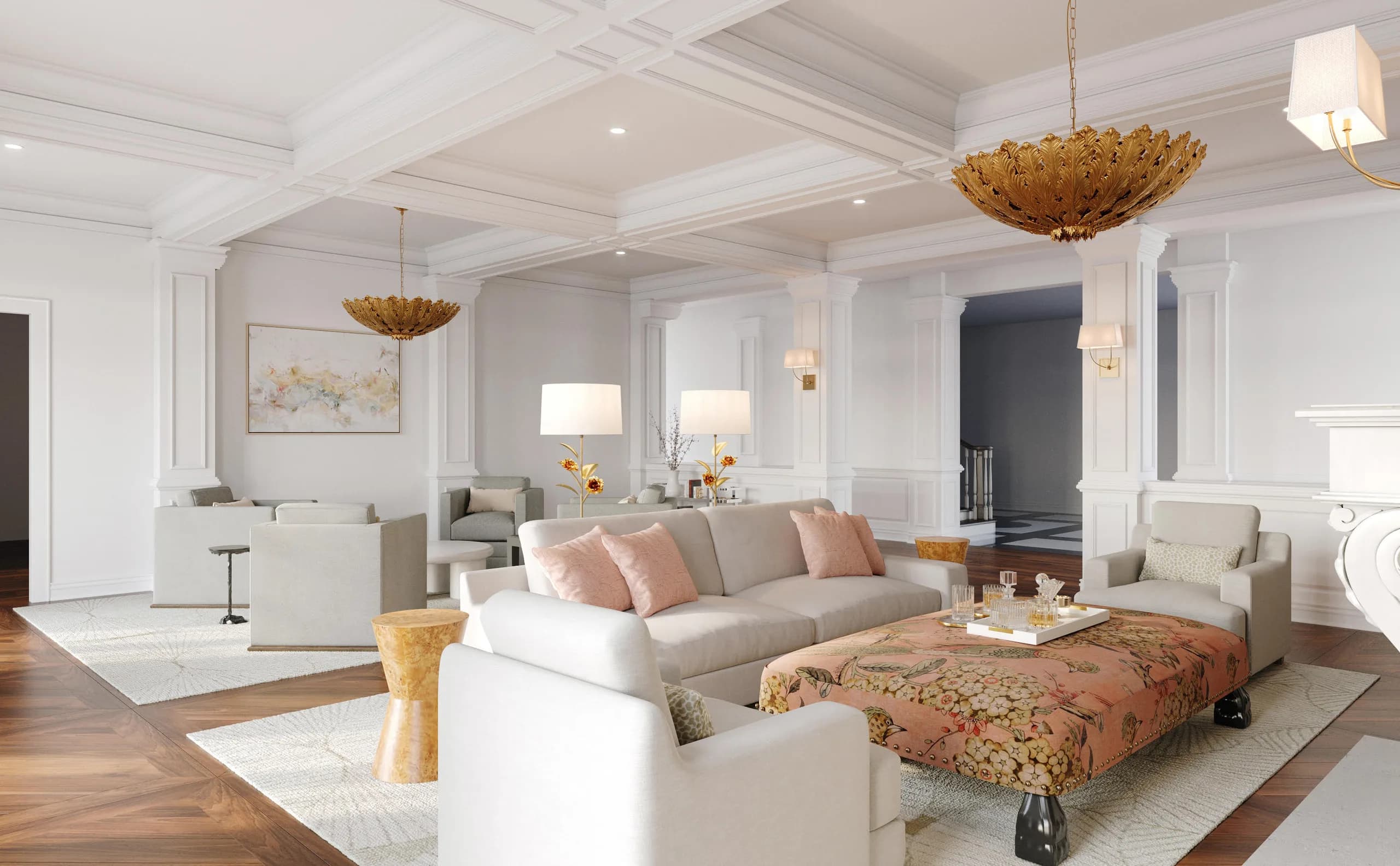 Taconic Estate formal living room — Reverie3D, Greenwich CT