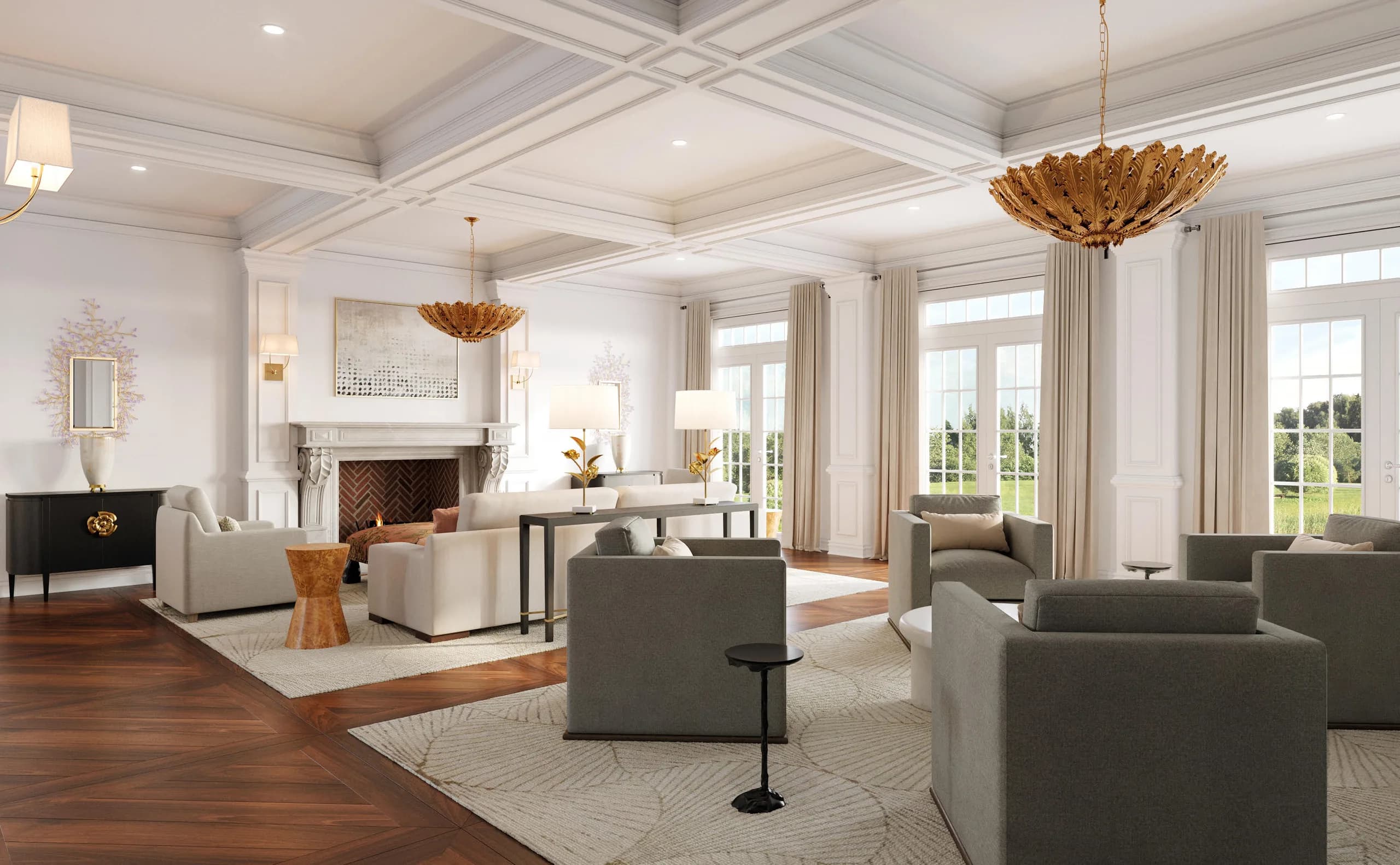 Taconic Estate living room — Reverie3D, Greenwich CT
