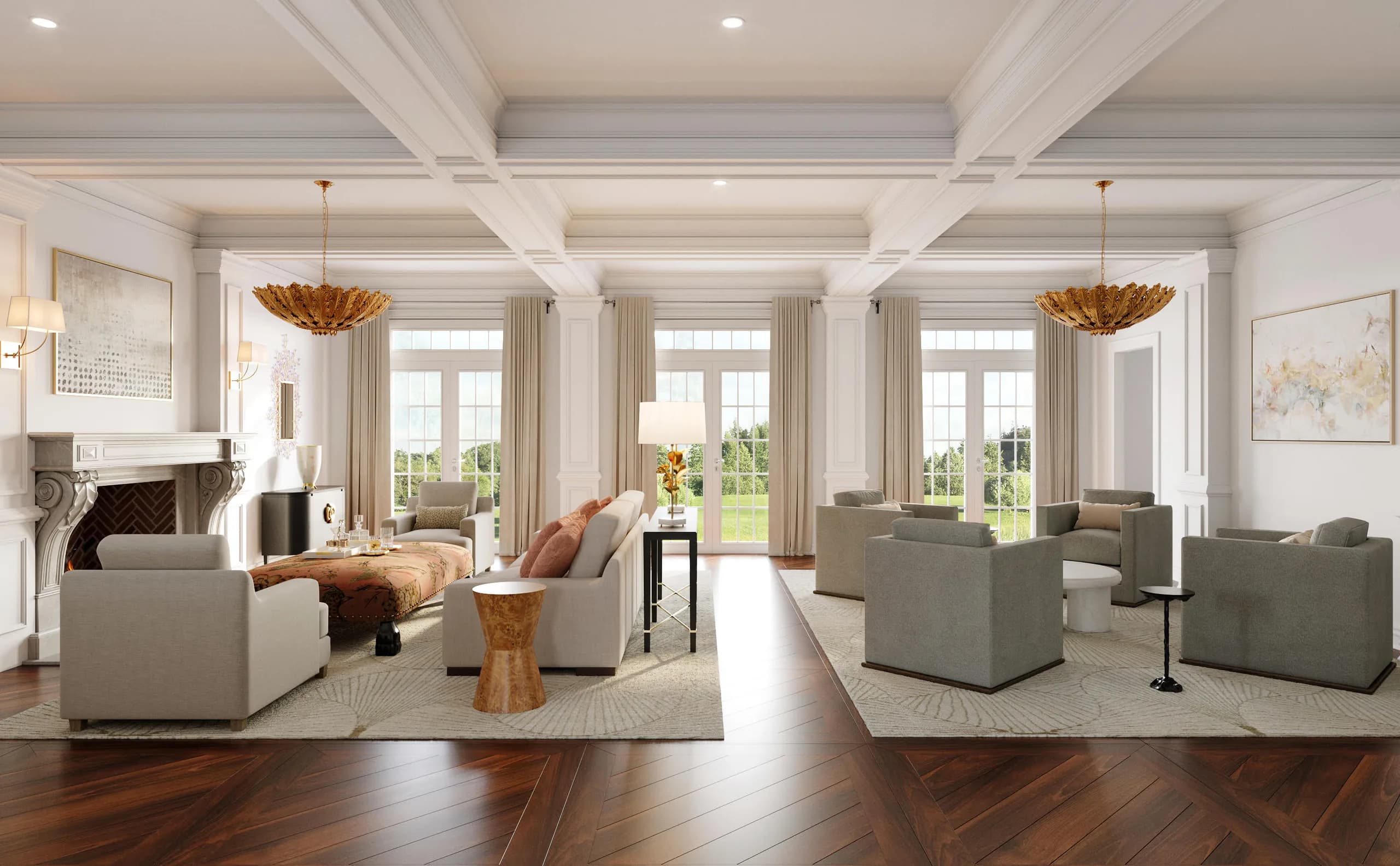 Taconic Estate formal living room — Reverie3D Greenwich, CT