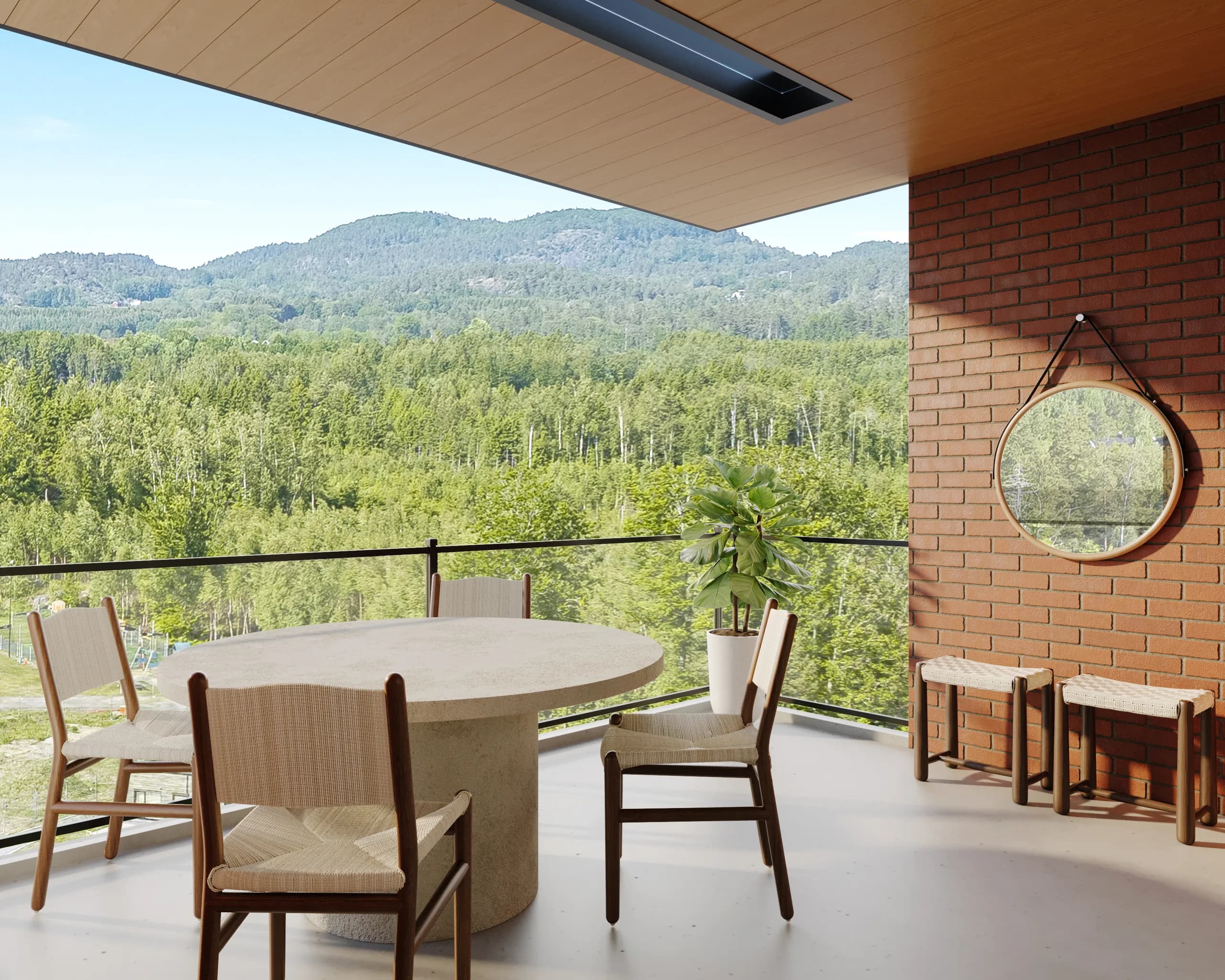 The Henry — Bridger Collection terrace with mountain view — Reverie3D Bozeman