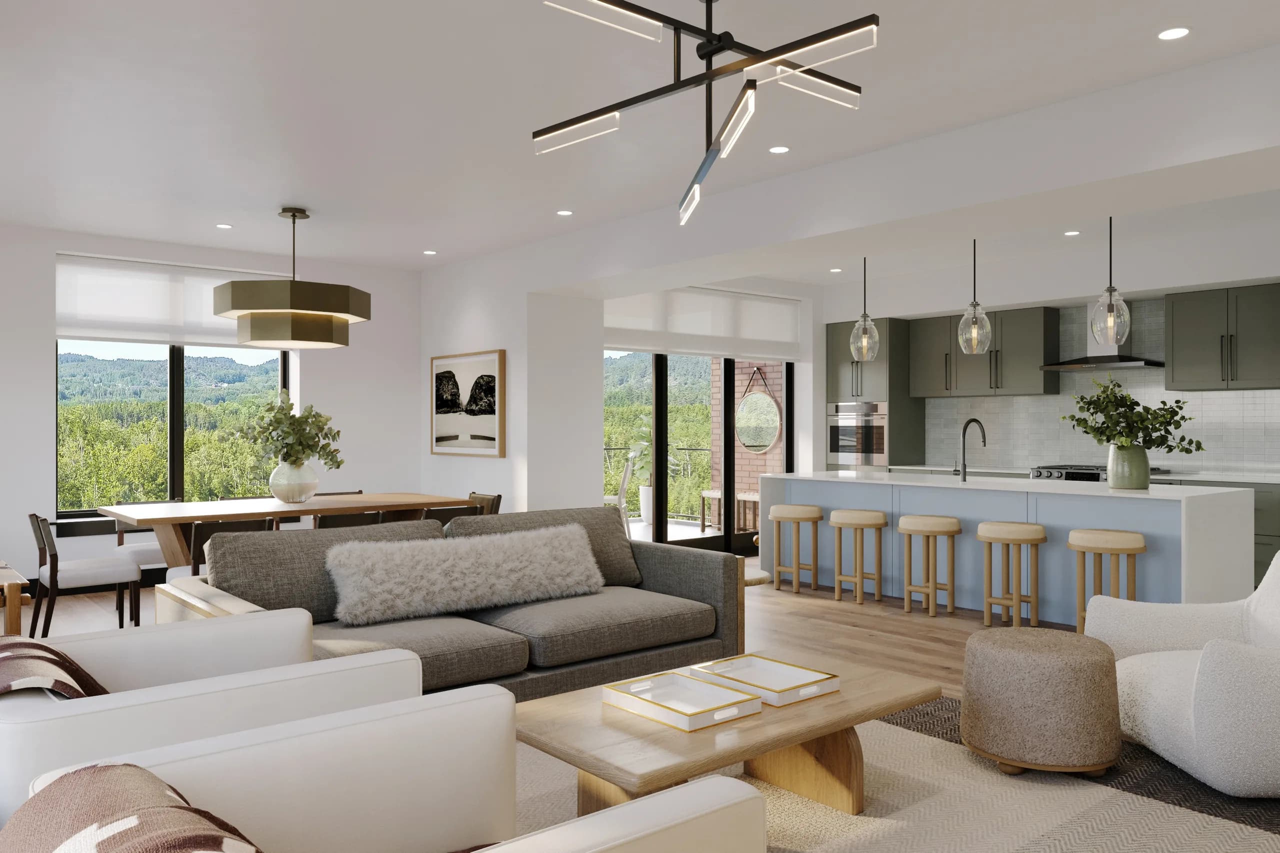 The Henry — Bridger Collection living and kitchen — Reverie3D Bozeman