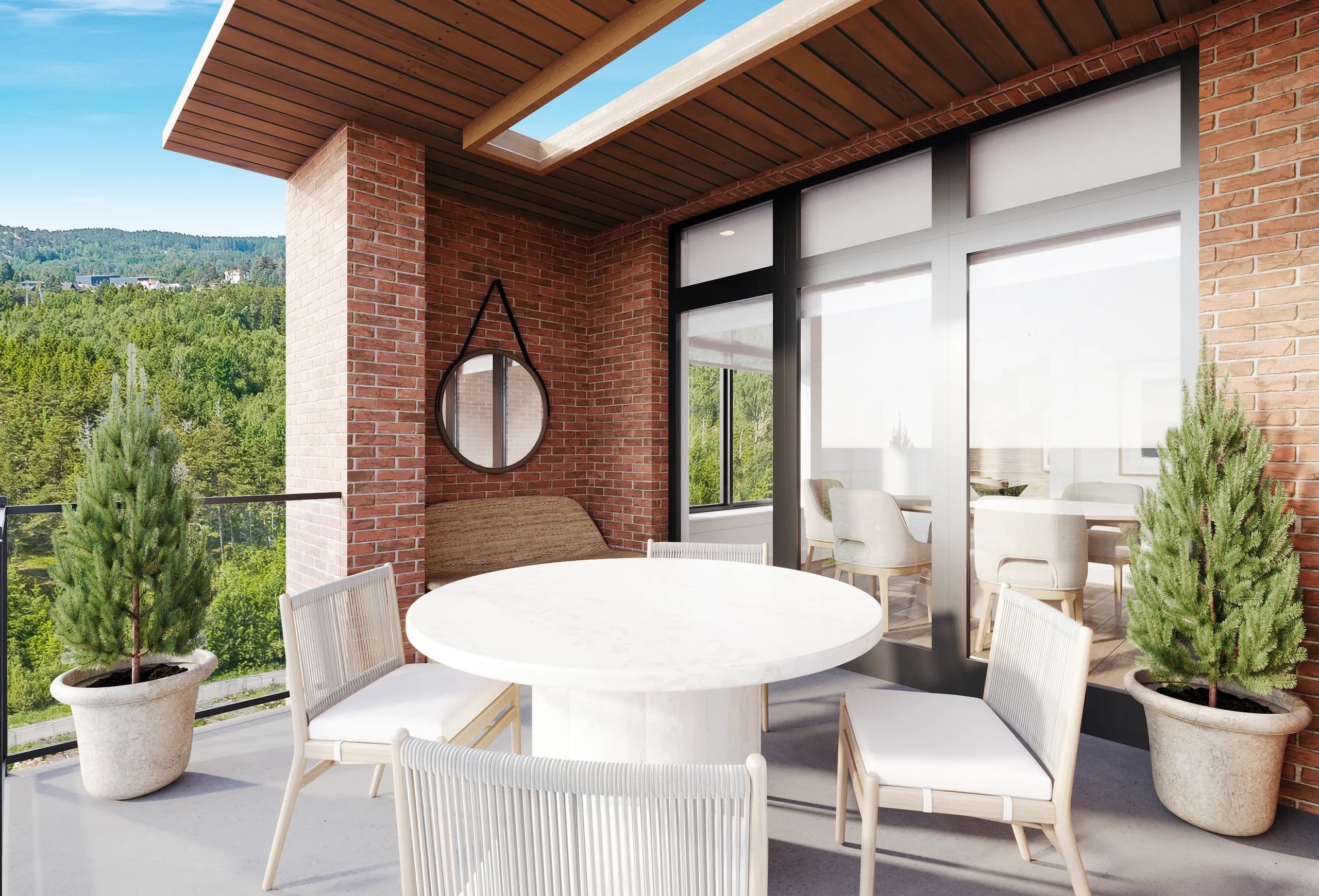 The Henry — Madison Collection terrace with mountain view — Reverie3D Bozeman