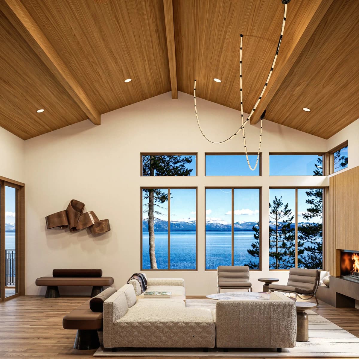 Drum Haven Estate lakefront great room — Reverie3D Lake Tahoe