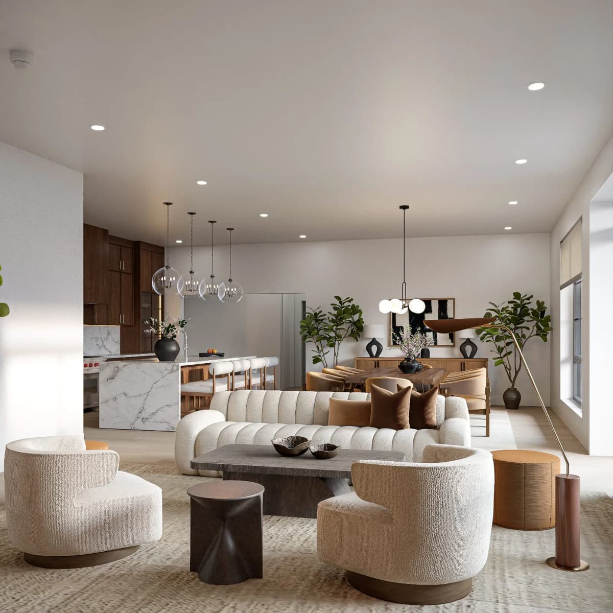 The Central luxury condo great room — Reverie3D Chicago